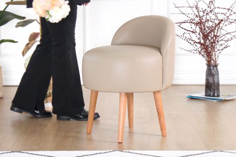 BURKS DERİ PUF, BEJ