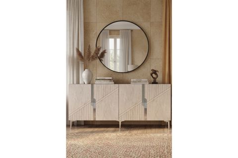 EVVA KONSOL VE TV SEHPASI ANTRASİT TRAVERTEN SİLVER 180 CM KA1828ATS