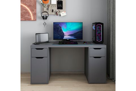 ALEN ÇALIŞMA MASASI, ANTRASİT, 2 ÇEKMECELİ, 150 CM