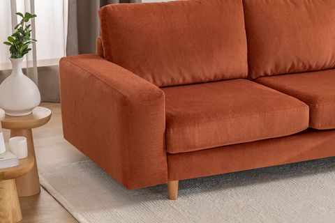 MERLİN MİNİ KÖŞE KOLTUK, NATUREL AYAK, KALIN KOL, KADİFE KUMAŞ, KİREMİT
