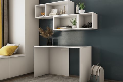 MODERN ÇALIŞMA MASASI, DUVAR RAFLI GENİŞ