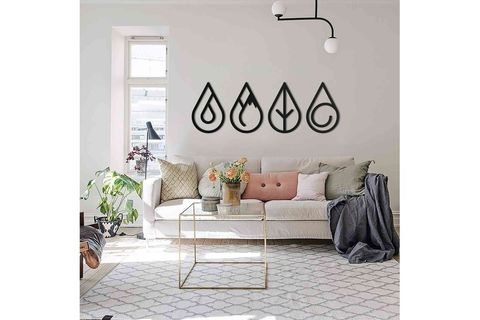 DÖRT ELEMENT METAL DUVAR DEKORU DAMLA ÇERÇEVELİ