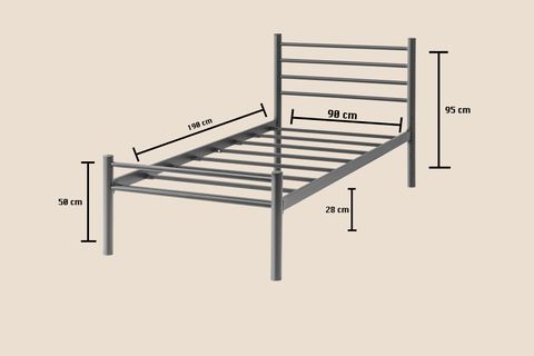 EVGER METAL KARYOLA, K10, SİYAH, 90X190