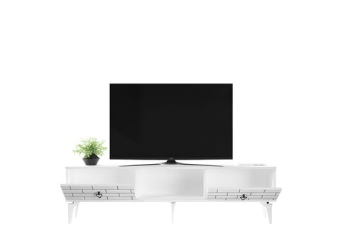 VARNA TV ÜNİTESİ ALT MODÜL, 2 KAPAKLI RAFLI, BEYAZ