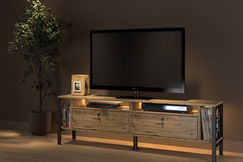 ROMA LED IŞIKLI MİNİFİKSLİ TV SEHPASI, 160 CM