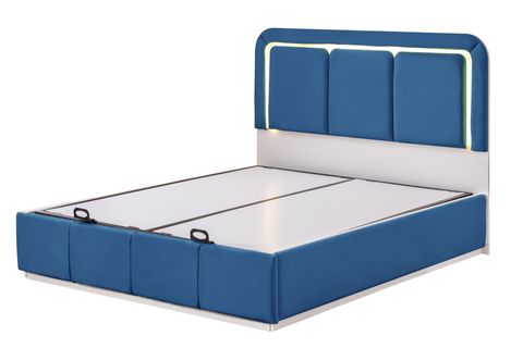 DEMONTE NOX LEDLİ ÇİFT KİŞİLİK BAZA BAŞLIK MAXİ YATAK SETİ, MAVİ, 160X200