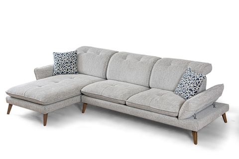 COSY KÖŞE KOLTUK, AHŞAP AYAK, SOL KÖŞE, AÇIK GRİ