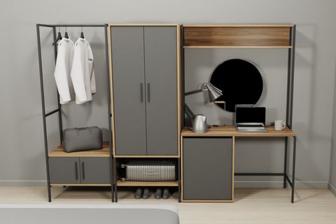 MODULAGO OTEL MASA MİNİBAR, ANTRASİT CEVİZ