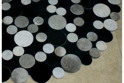 EXCLUSİVE DERİ PATCHWORK MULTİ SİYAH ROUND 200X200