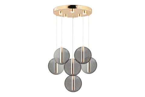 DUSTİN ALTILI YUVARLAK KRİSTAL LEDLİ SARKIT AVİZE, GOLD