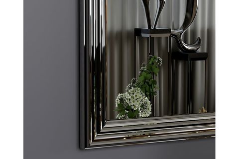 MONE DÖRTLÜ DEKORATİF SALON AYNASI, GÜMÜŞ ÇERÇEVE, O200T