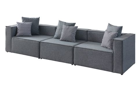 SOFT KİTAPLIKLI MODÜLER KÖŞE KOLTUK TAKIMI, KETEN, GRİ