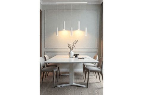 OPTİMA BEŞLİ METAL SARKIT AVİZE, BEYAZ