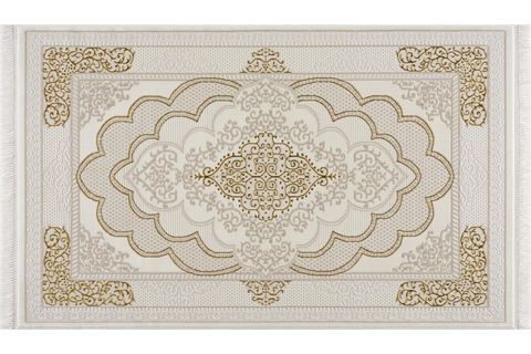 KLASİK DESENLİ KREM GOLD RENK MODERN OTURMA ODASI VE SALON HALISI 100X300