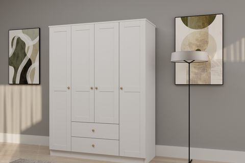 SPRİNG GARDIROP, 4 KAPAKLI, 2 ÇEKMECELİ, 140X50X210 CM