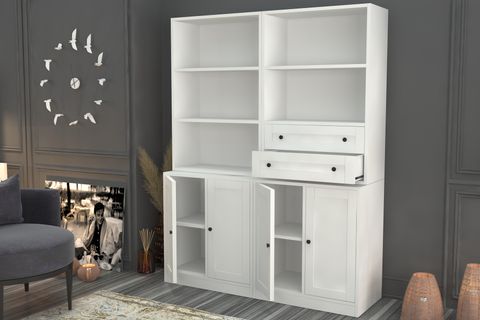 ZEHRA KONSOL 353, RAFLI ÇEKMECELİ DOLAPLI, BEYAZ, 130 CM VTR-1068