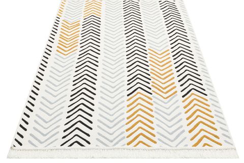 EKO HALI ARYA AR 19 WHİTE BLACK BEYAZ SİYAH HAV TOZ VERMEZ ÇİFT TARAFLI DOKUMA RENKLİ MODERN DESENLİ YIKANABİLİR KİLİM 120X180