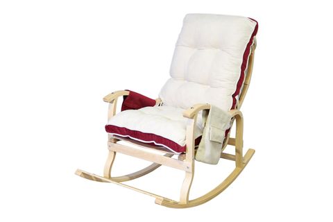 MOSSO AHŞAP ÇİFT MİNDERLİ SALLANAN SANDALYE, BORDO KREM