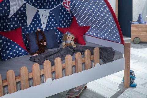 MY HOUSE YILDIZ KUMAŞLI YAY ÇATILI AHŞAP MONTESSORİ KARYOLA, 90X200, 1