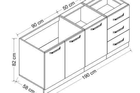 MİNAR 190 CM MUTFAK DOLABI BEYAZ ANTRASİT 190-A1-ALT MODÜL