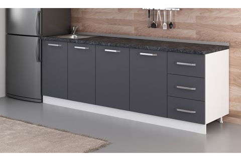 MİNAR 235 CM MUTFAK DOLABI BEYAZ ANTRASİT 235-A2-ALT MODÜL