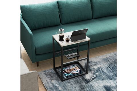 TEDİ METAL AYAKLI DEKORATİF TEL RAFLI YAN SEHPA, BEJ