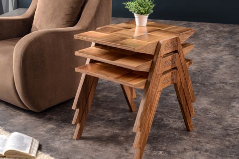 WALNUT ZİGON SEHPA, ÜÇLÜ