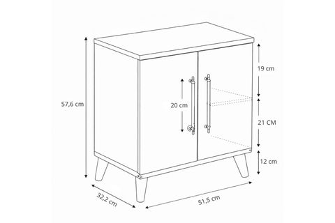 LUMEN RAFLI KLASİK KOMODİN, ÇAM BEYAZ, 2 KAPAKLI
