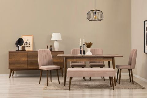 VİNA YEMEK ODASI TAKIMI, CEVİZ SOHO TAŞ
