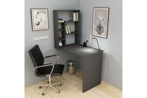 SEDİR RAFLI AÇILIR KAPANIR DUVARA MONTE ÇALIŞMA BİLGİSAYAR MASASI, ANTRASİT