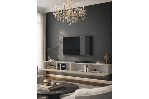 LEDLİ DUVARA MONTE TV ÜNİTESİ, KUMTAŞI, 240 CM