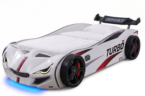 TURBO GT1 LEDLİ ARABALI YATAK, BEYAZ, 100X190