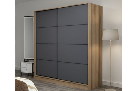 MİNAR KALE 2 KAPAKLI SÜRGÜLÜ DOLAP 180 CM - DORE/ANTRASİT 210CM