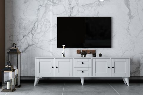 NORTH TV ÜNİTESİ, 4 KAPAKLI 2 ÇEKMECELİ, BEYAZ, 160 CM, TV-1323