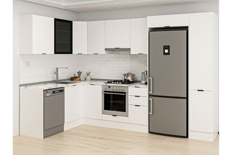 ALVİNKA 180 330X222 CM MBR_B KÖŞE MUTFAK DOLABI, BEYAZ MDF