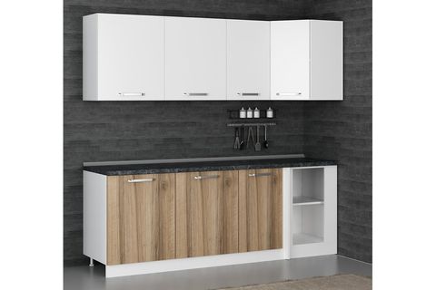 MİNAR 225CM KÖŞE MUTFAK DOLABI BEYAZ DORE K225D1
