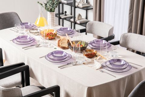 KİTCHEN ESSENTİALS ALTHEA CAM SERVİS TABAĞI 28 CM, MOR, ALTILI SET