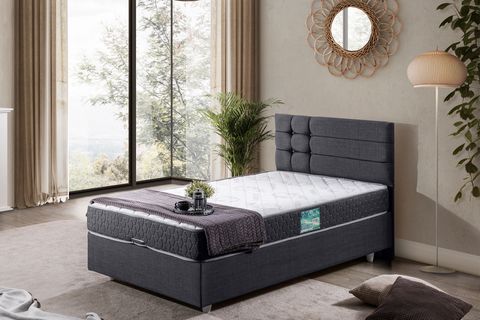 VİYANA BAZA BAŞLIK LETTO YATAK SETİ, ANTRASİT, 120X200