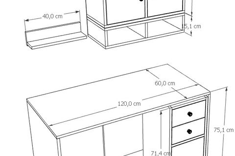 ÇOK FONKSİYONLU MODERN ÇALIŞMA MASASI, 3 KAPAKLI