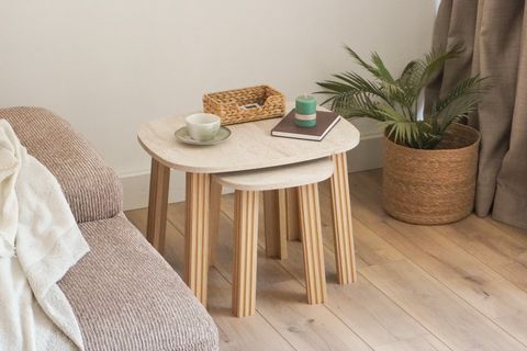 HAVEN İKİLİ YAN SEHPA, MEŞE TRAVERTEN