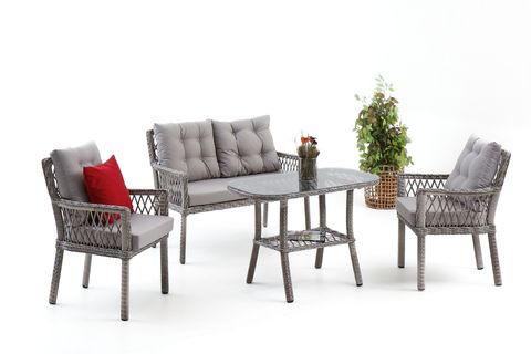 PİRUS RATTAN BAHÇE İKİLİ OTURMA GRUBU,GRİ