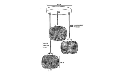 LUMEXX TIGER ÜÇLÜ TEPSİLİ RATTAN SARKIT