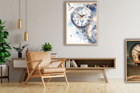 FRANK RAY MAVİLİM ÇERÇEVELİ DUVAR SAATİ, 50X70