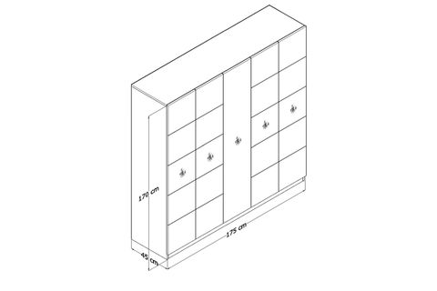 DİLAN COUNTRY GARDIROP, 5 KAPAKLI ASKILIKLI, CEVİZ