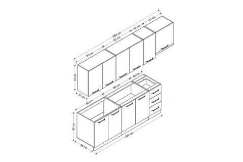 MİNAR ECE 280 CM MUTFAK DOLABI BEYAZ ANTRASİT 280-A10