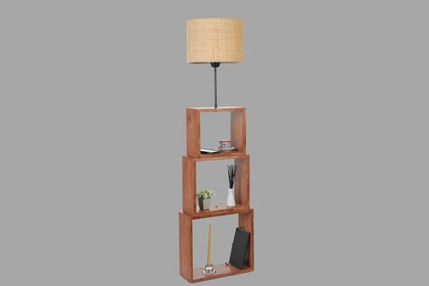 PUZZLE LAMBADER, CEVİZ AYAK, HASIR RATTAN ABAJURLU