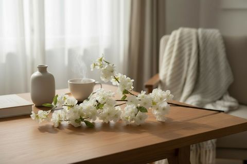 AKDENİZ ŞEFTALİ ÇİÇEĞİ, BEYAZ, 110 CM