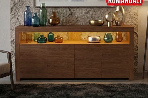 SUR LEDLİ TV ÜNİTESİ,  CEVİZ, 164 CM