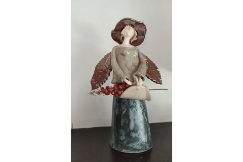 WOODFACE ANGEL SERAMİK HEYKIZ KIZ BİBLOSU