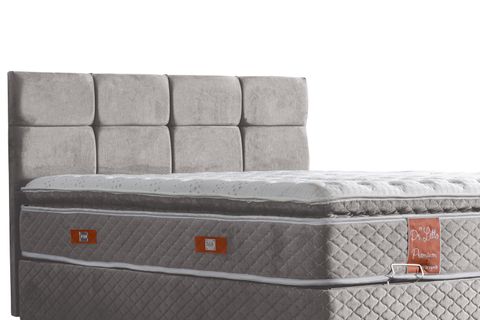 GÜMÜŞ BAZA BAŞLIK VE REAL PEDLİ YATAK SETİ, AÇIK GRİ, 160X200
